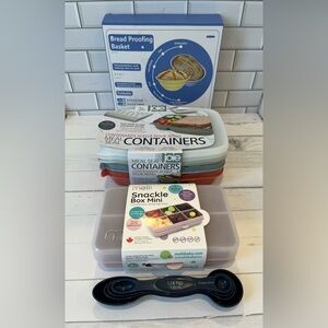 Bundle : Silicone Bread Proofing Basket, Two Containers, Measuring Tools
